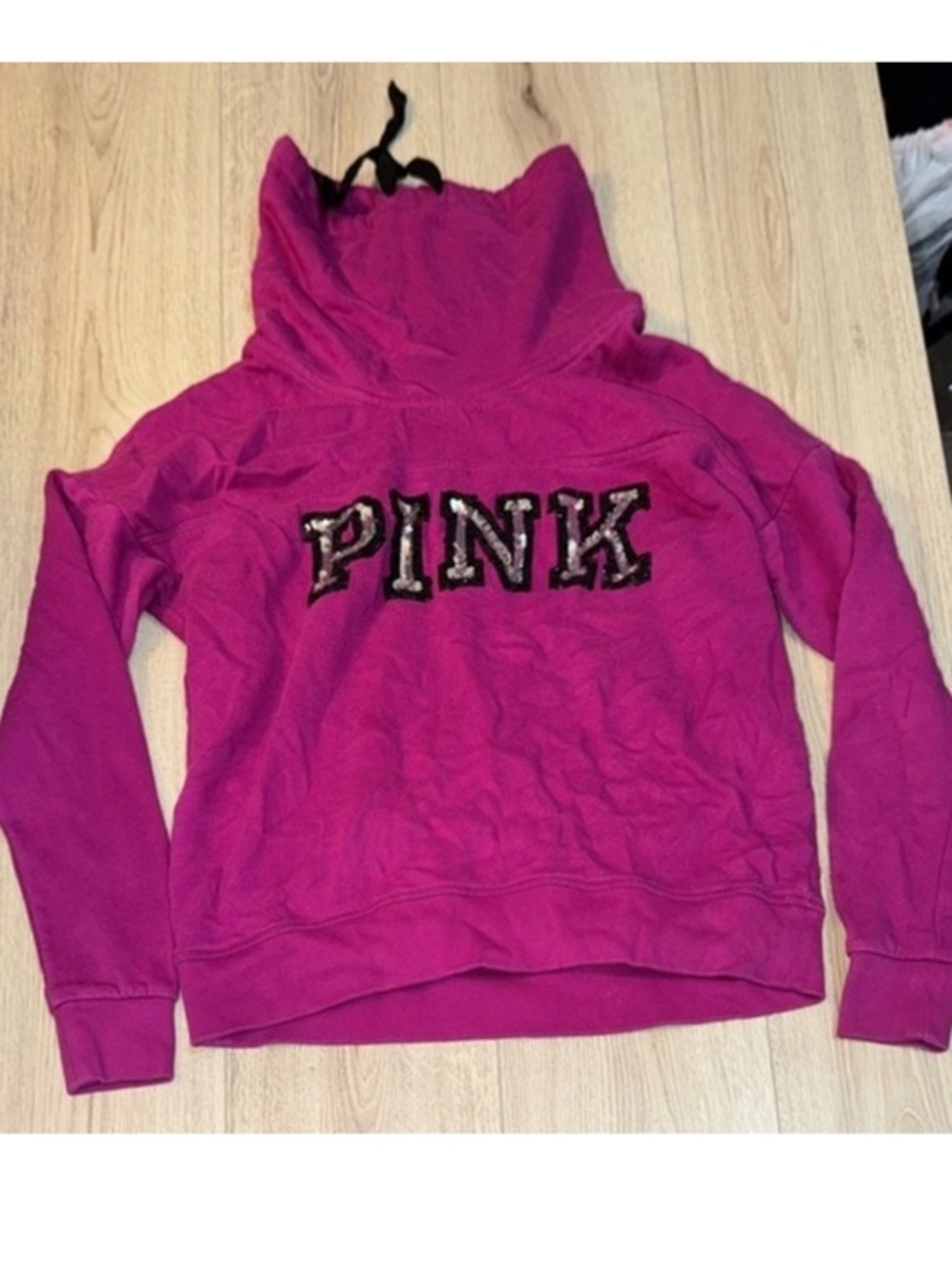 Victoria’s Secret pink purple bling cowl neck sweatshirt sweater